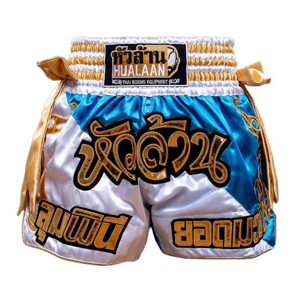 HuaLaan Gold Division Muay Thai Shorts Blue-Gold