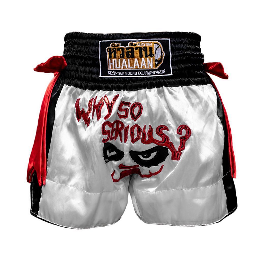 HuaLaan Serious Muay Thai Shorts White-Black