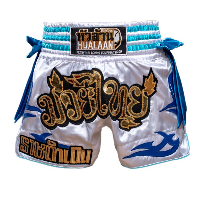 HuaLaan Storm Muay Thai Shorts White-Blue