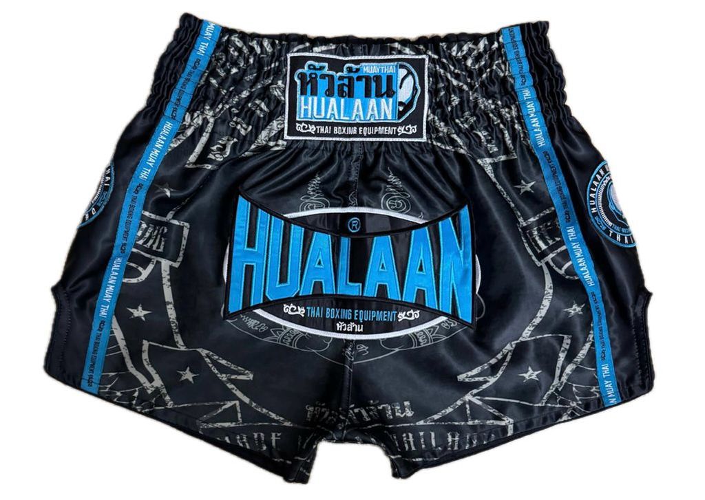 HuaLaan Amuleto Blue Monster Muay Thai Shorts Black-Blue