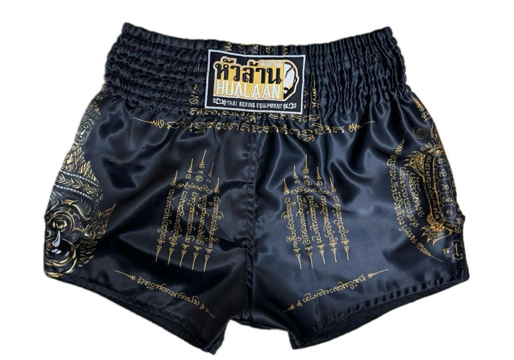HuaLaan Amuleto Muay Thai Shorts Black-Gold