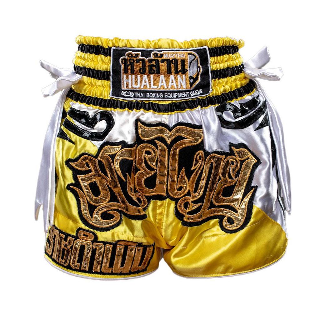 HuaLaan Sirnilu Muay Thai Shorts Yellow-White