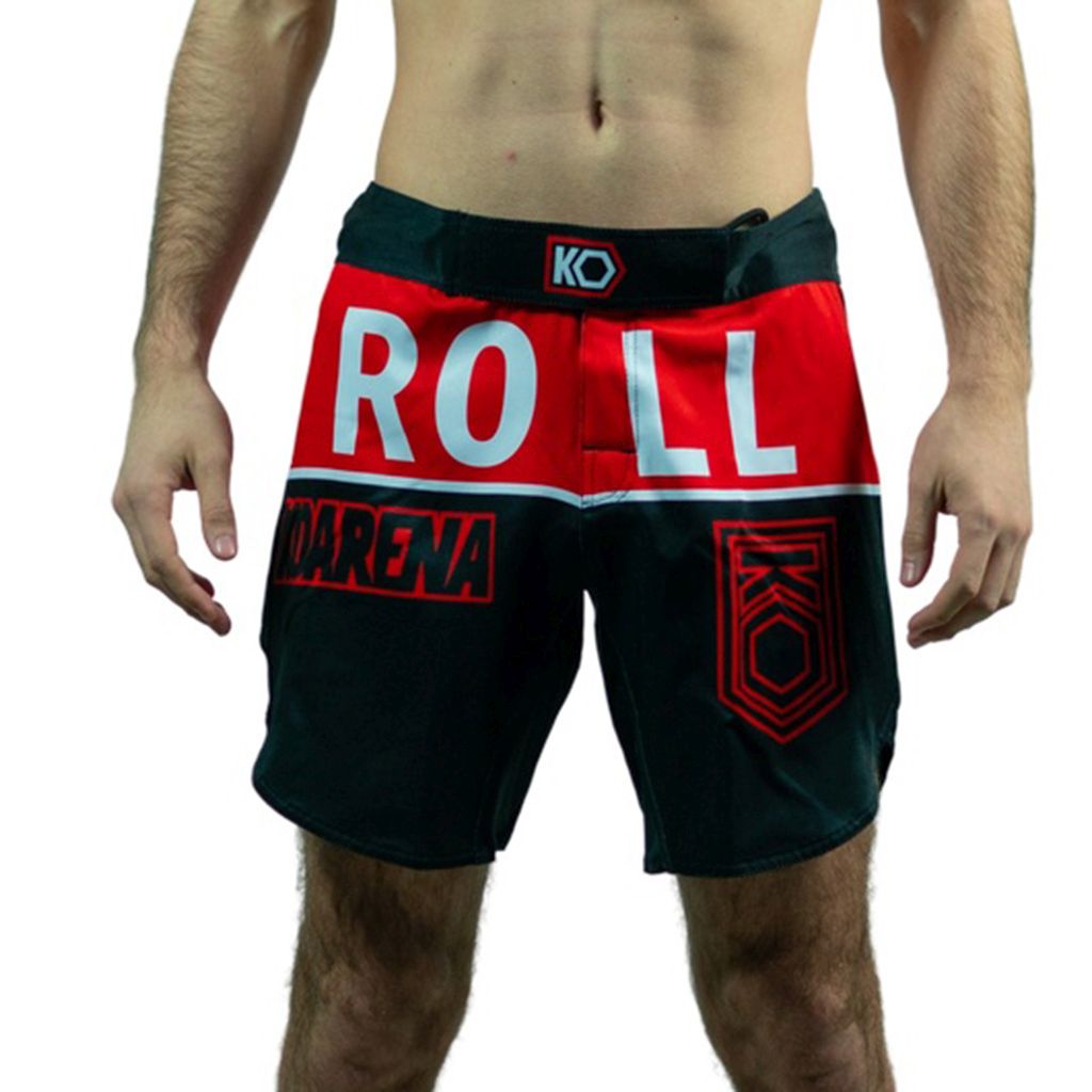 KOARENA Big Roll MMA Fight Shorts Black-Red