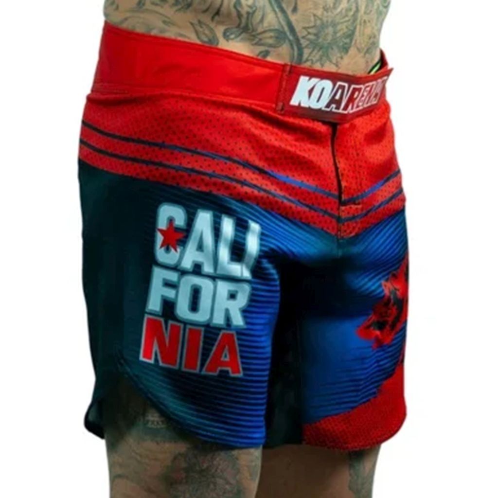 KOARENA Cali Bear MMA Fight Shorts Red-Blue