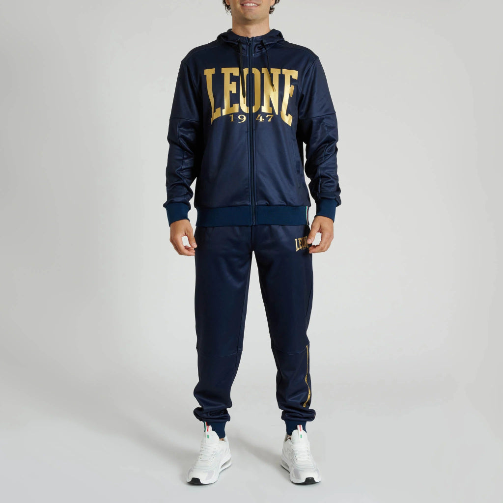 Leone 1947 DNA Zipped Hoodie Navy Blue-Gold