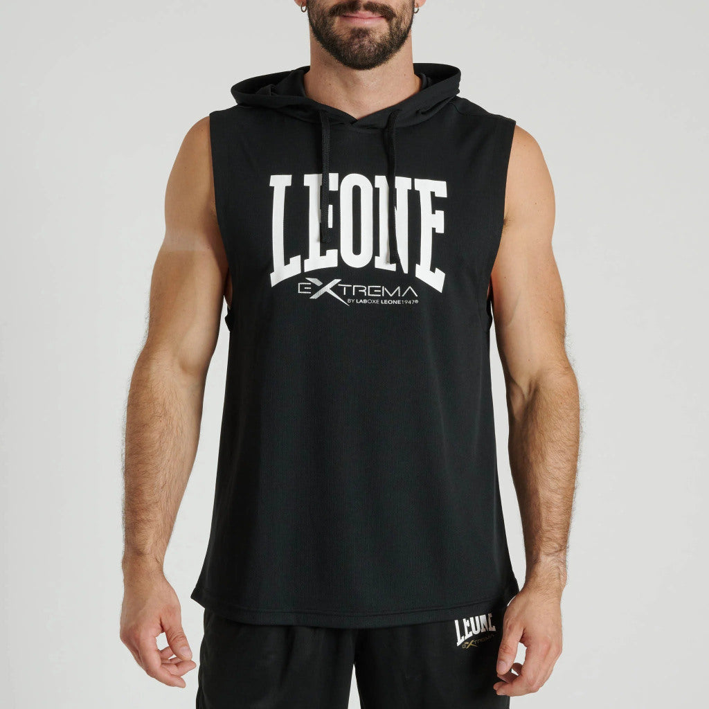 Leone 1947 Logo Sleeveless Hoodie Black-White