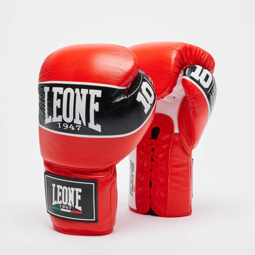 Leone 1947 GN057L Shock Pro Lace Up Boxing Gloves Red