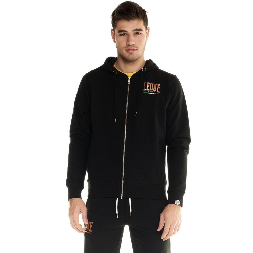 Leone 1947 Sudadera Capucha Zip GOLD M5047 Black-Gold