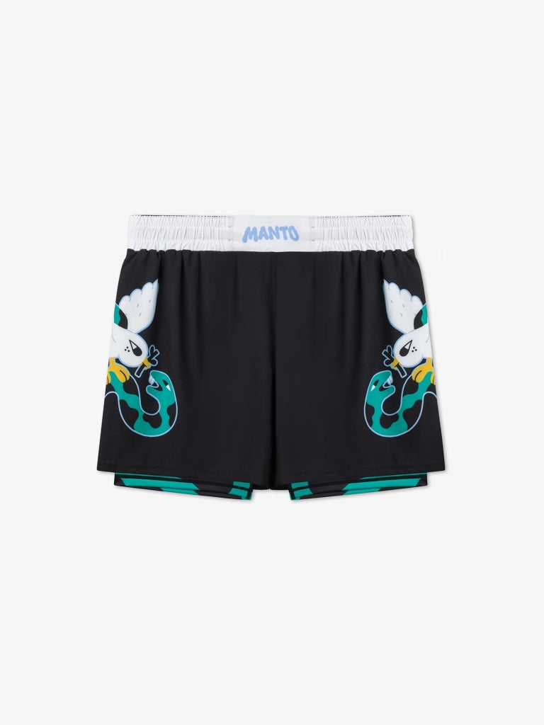 Manto Dove MMA Fight Shorts Black-White