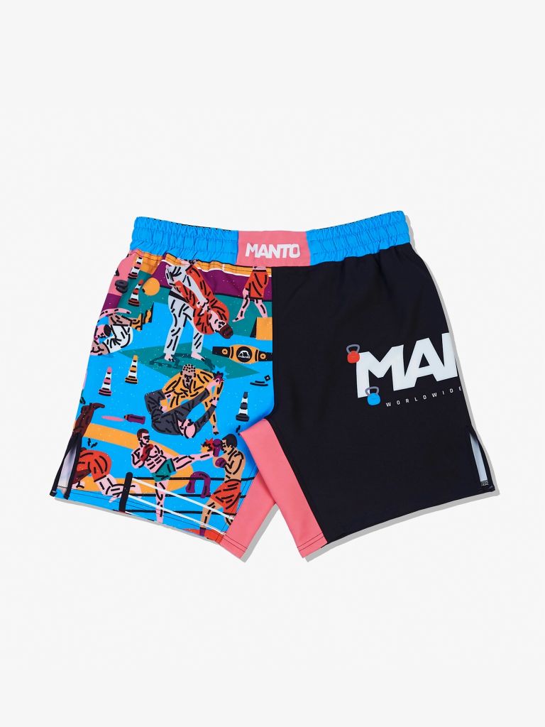 Manto Gym 2.0 MMA Fight Shorts Black-Blue
