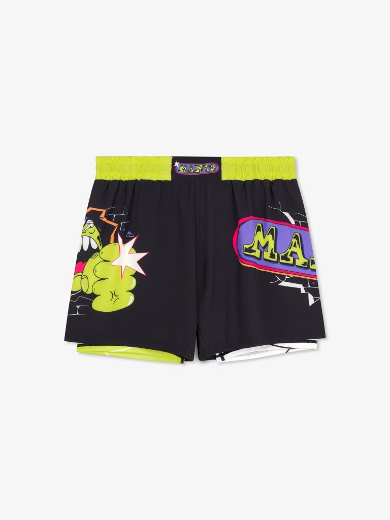 Manto Mitte MMA Fight Shorts Black-Yellow