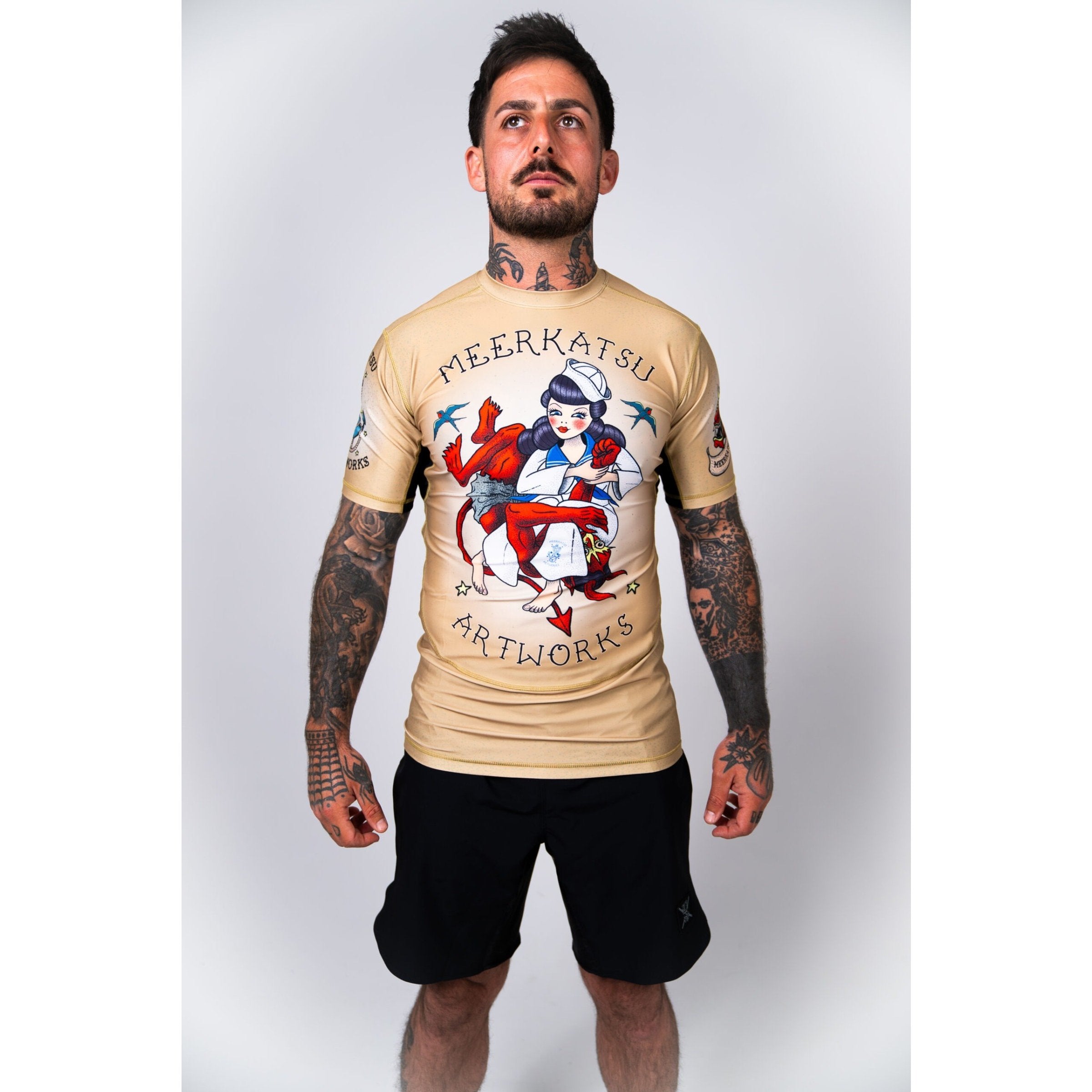 Meerkatsu Old School V2 SS Rashguard Brown-Black