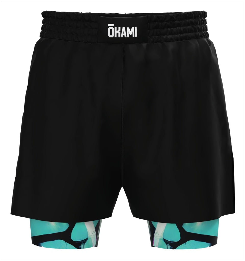 Okami 2-In-1 Urban Vibe MMA Fight Shorts Black-Multicolored