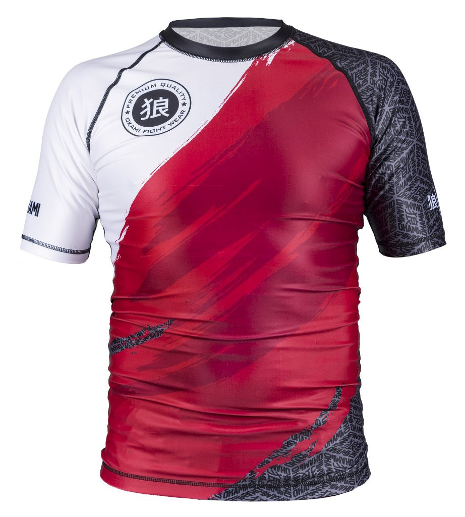 Okami Cube SS Rashguard Red-White