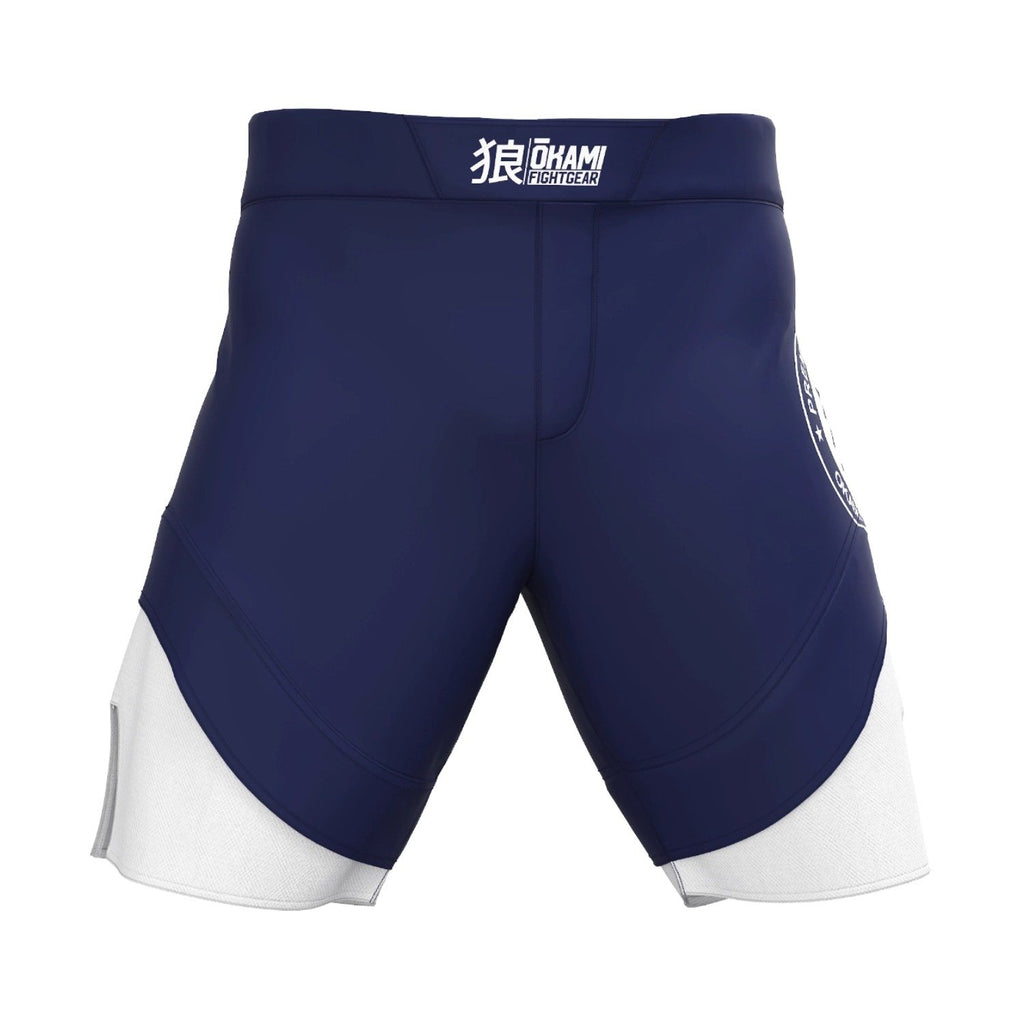 Okami Keii MMA Fight Shorts Navy Blue-White