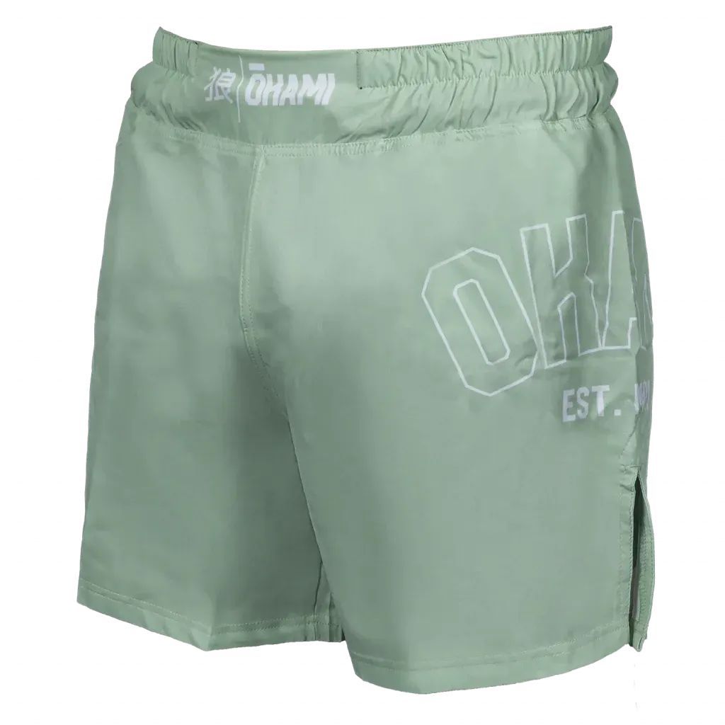 Okami Logo MMA Fight Shorts Yellow-Navy Blue