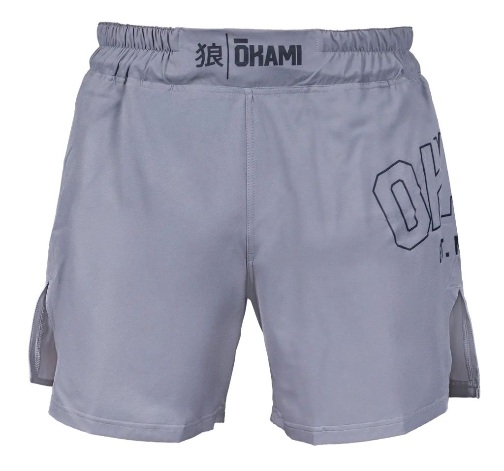Okami Logo MMA Fight Shorts Yellow-Navy Blue
