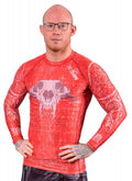 Okami Wolf Skull LS Rashguard Red