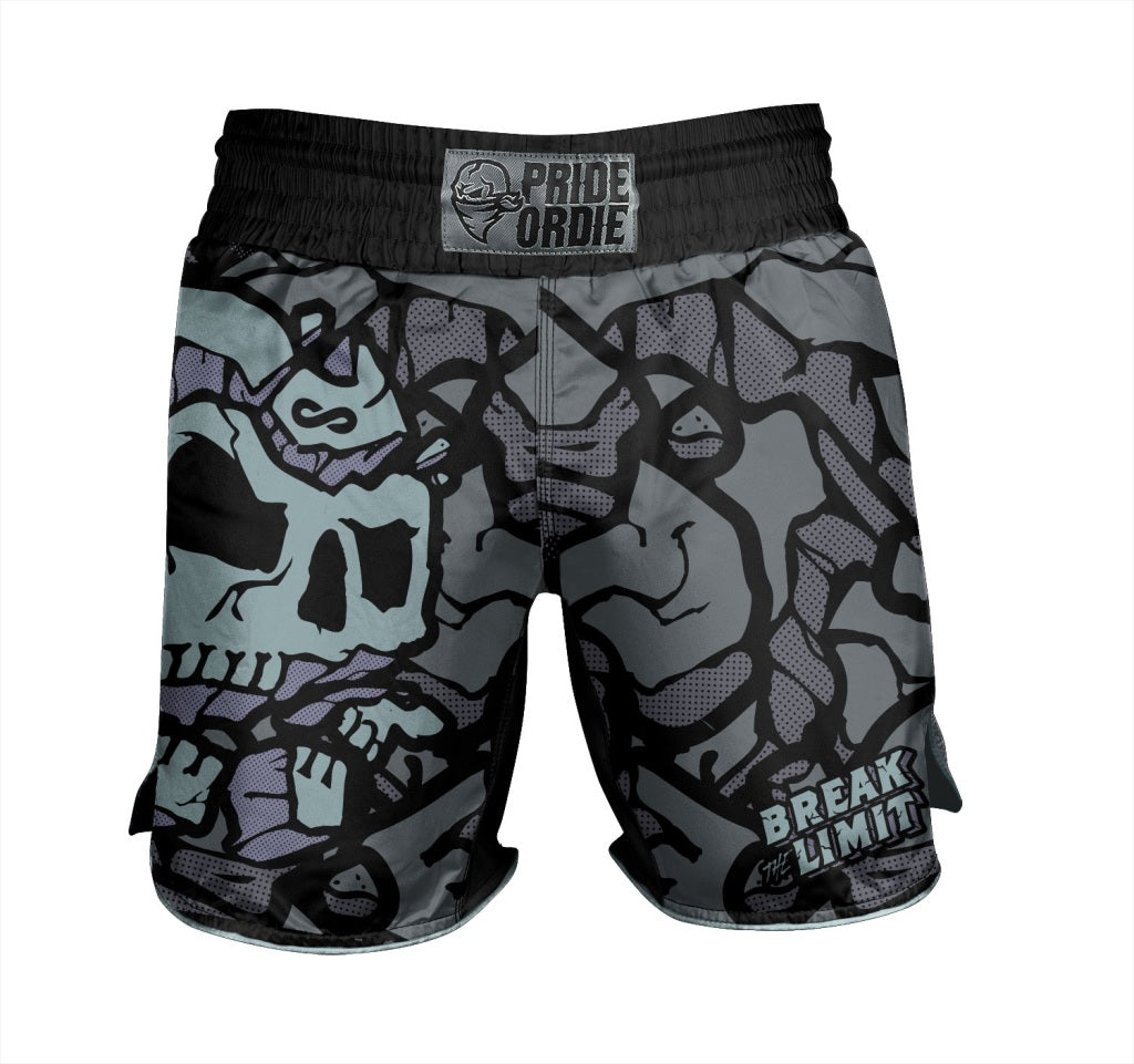 Pride Or Die Break The Limit MMA Fight Shorts Grey-Black