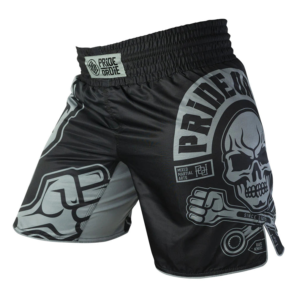 Pride Or Die Busted Knuckles MMA Fight Shorts Black