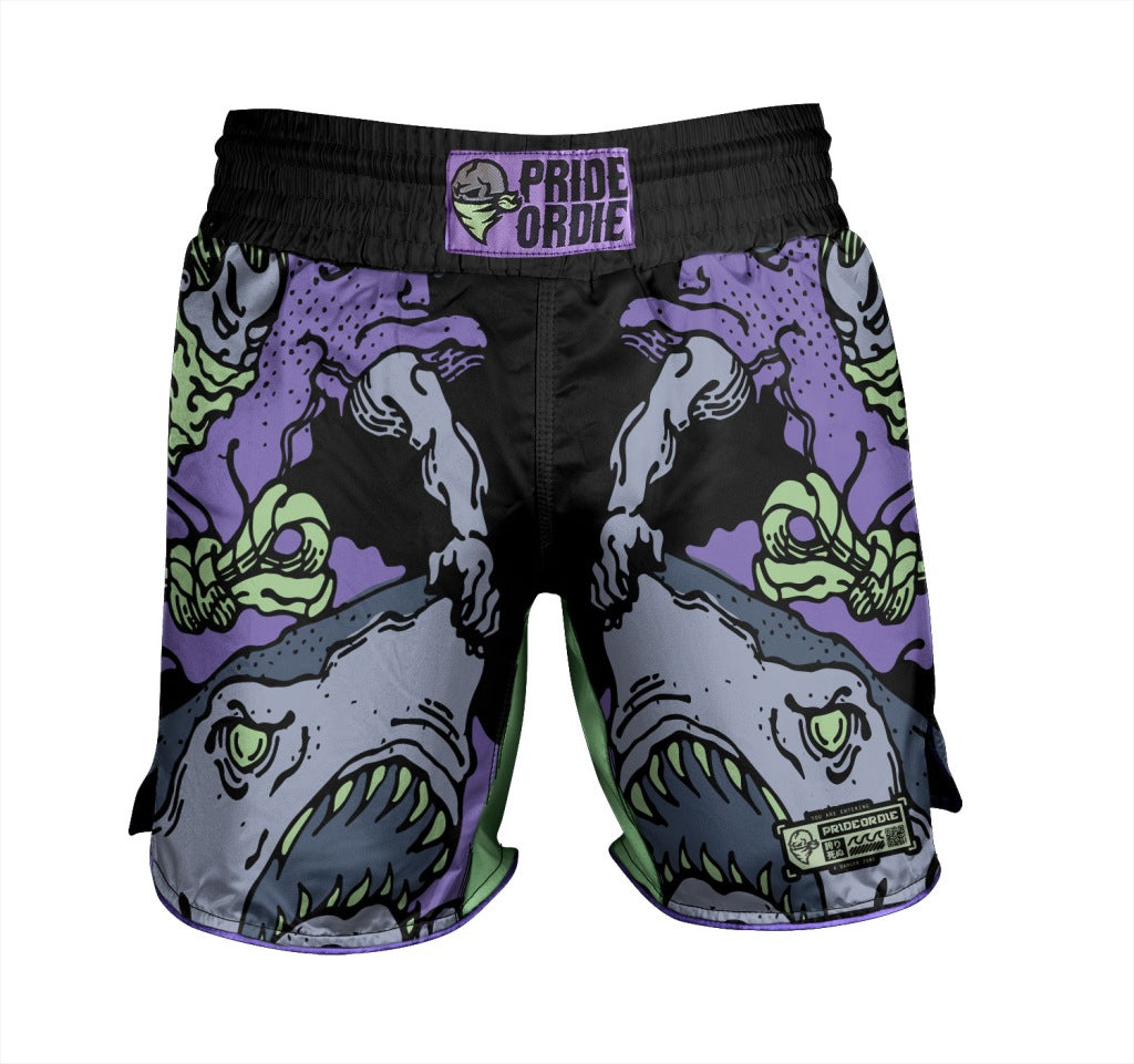 Pride Or Die Dangerous Water V2 MMA Fight Shorts Black-Purple