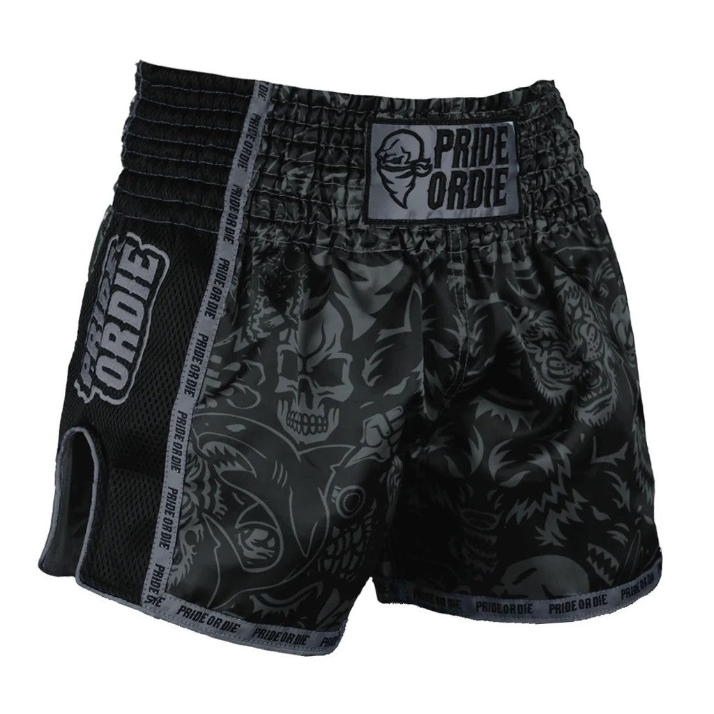 Pride Or Die Ferocity Muay Thai Shorts Black