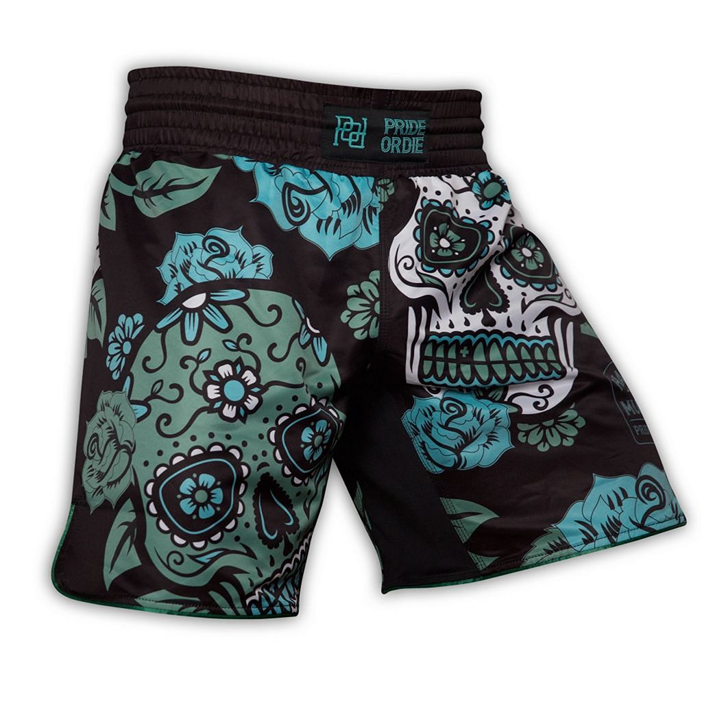 Pride Or Die Hasta La Muerte MMA Fight Shorts Black-Green