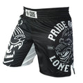 Pride Or Die Lone Wolf MMA Fight Shorts Black-White