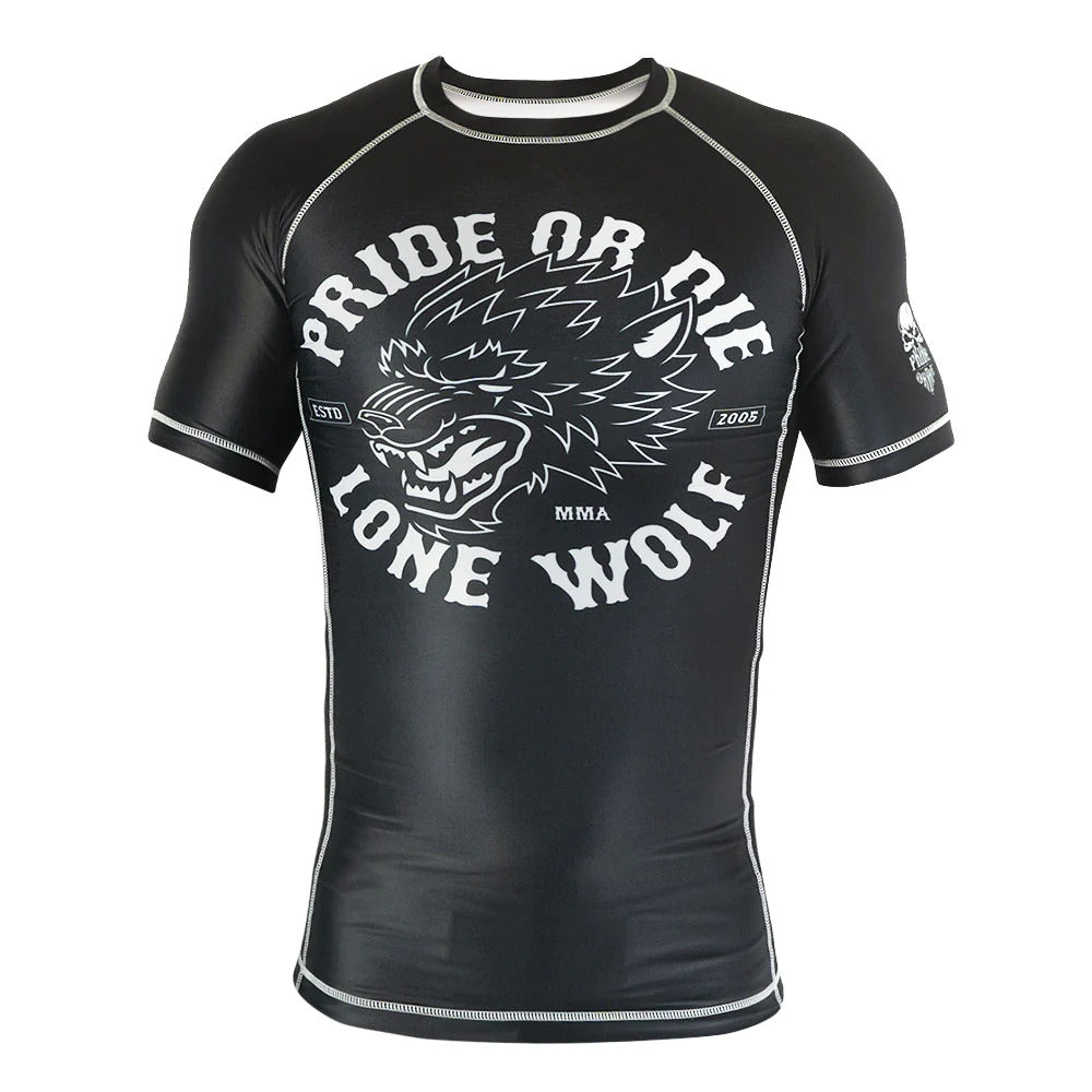 Pride Or Die Lone Wolf SS Rashguard Black