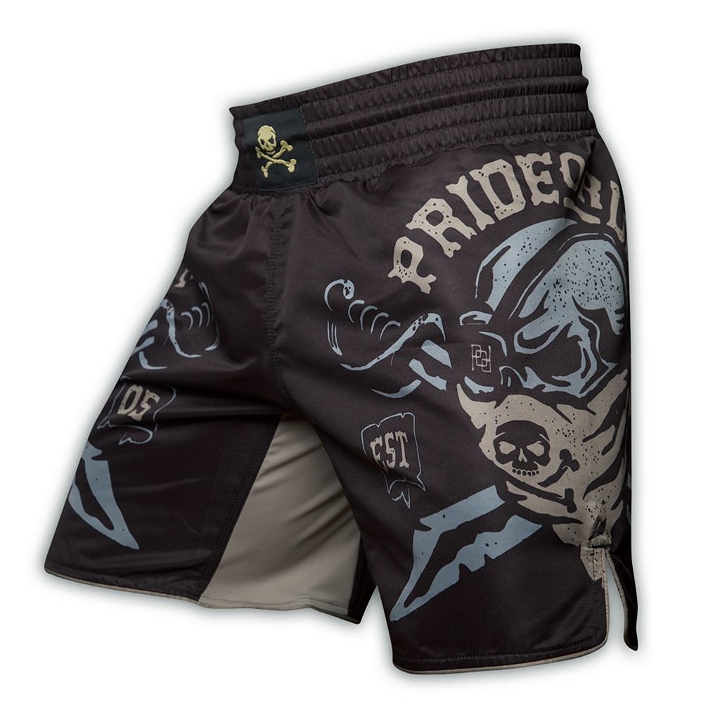 Pride Or Die Pirate MMA Fight Shorts Black-Brown