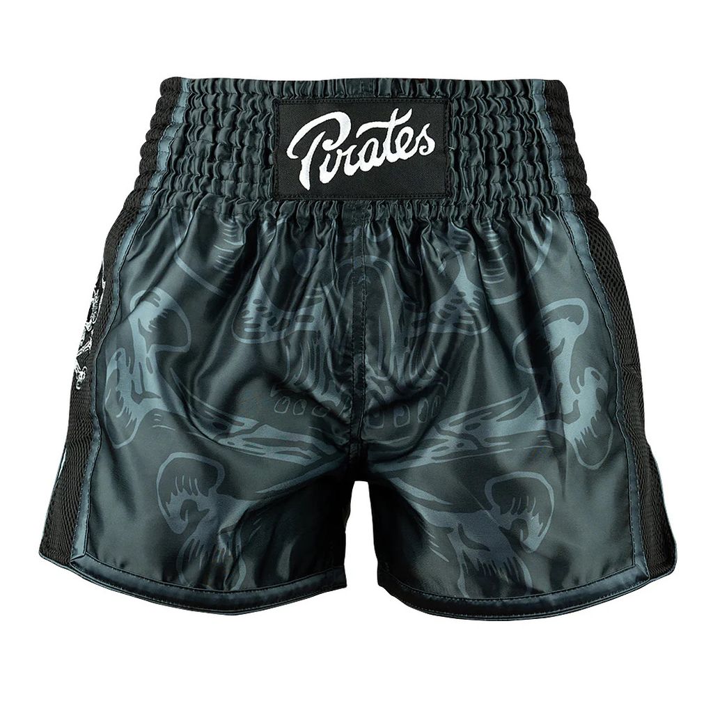 Pride Or Die Pirate V2 Muay Thai Shorts Black-Grey