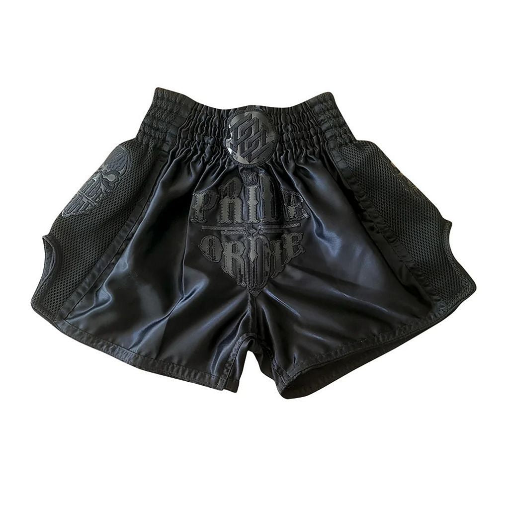 Pride Or Die Reckless Full Black Muay Thai Shorts Black