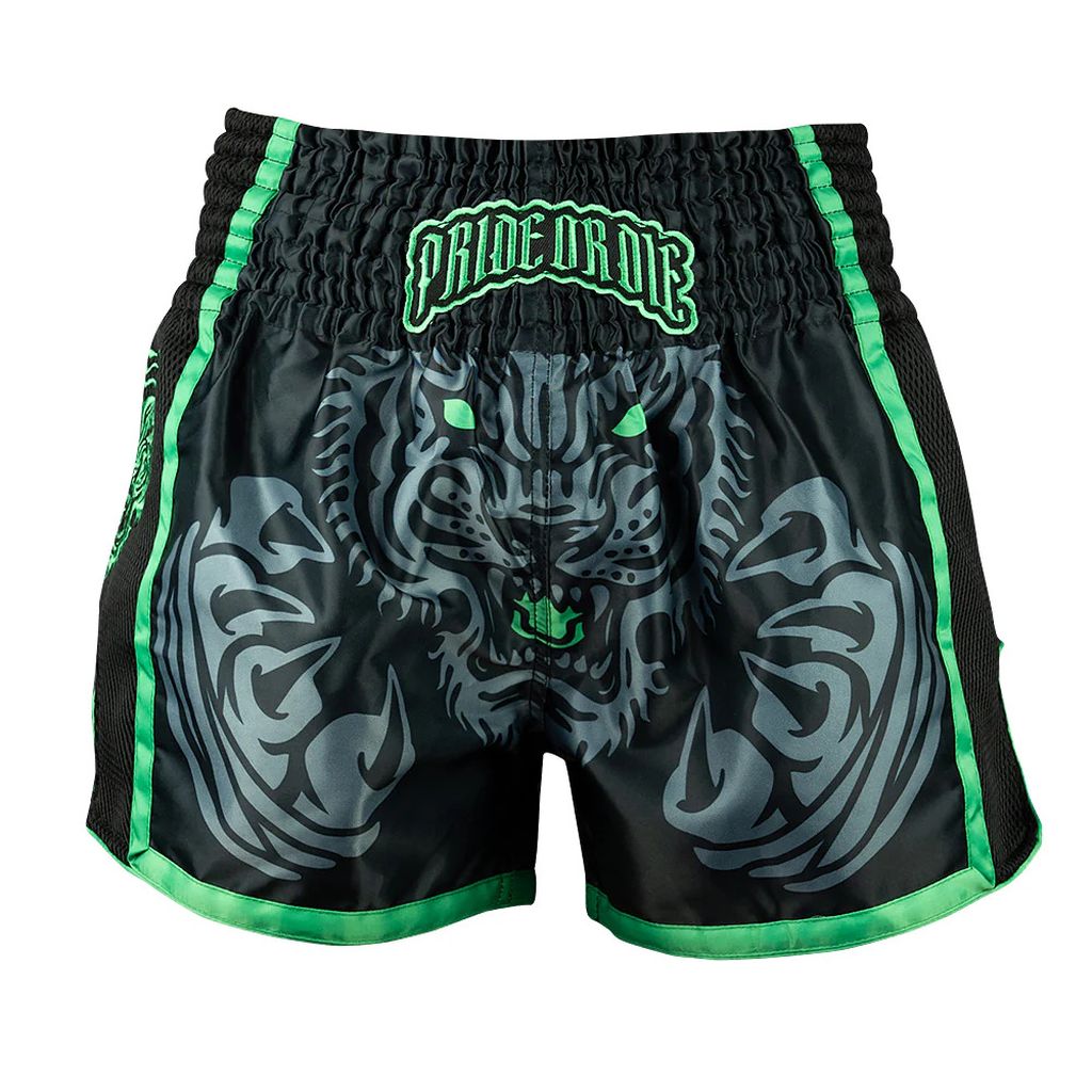 Pride Or Die Thai Boxing Muay Thai Shorts Black-Green