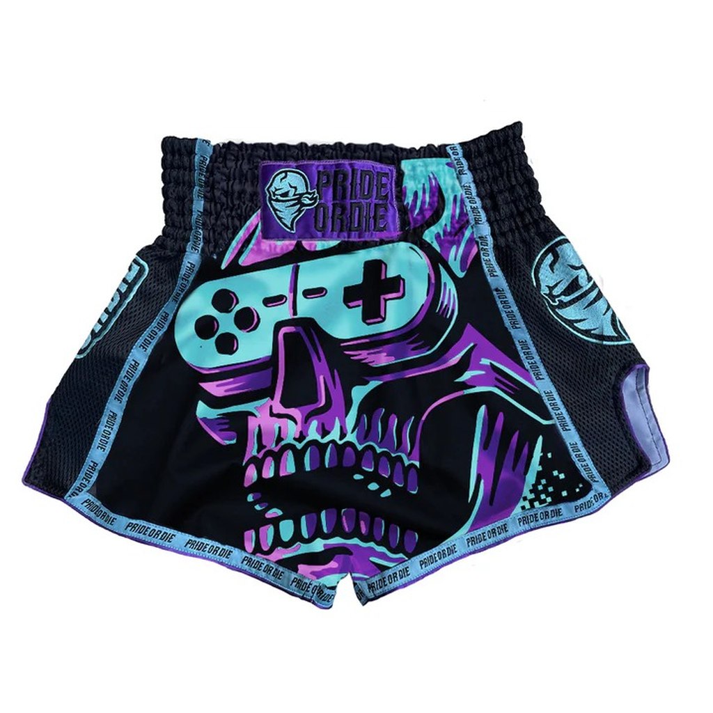 Pride Or Die Violent Reality Muay Thai Shorts Black-Purple