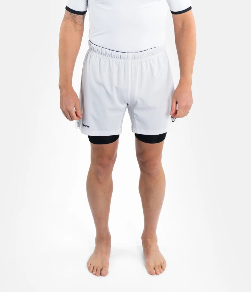 Progress Jiu Jitsu Academy+ Hybrid MMA Fight Shorts White-Black