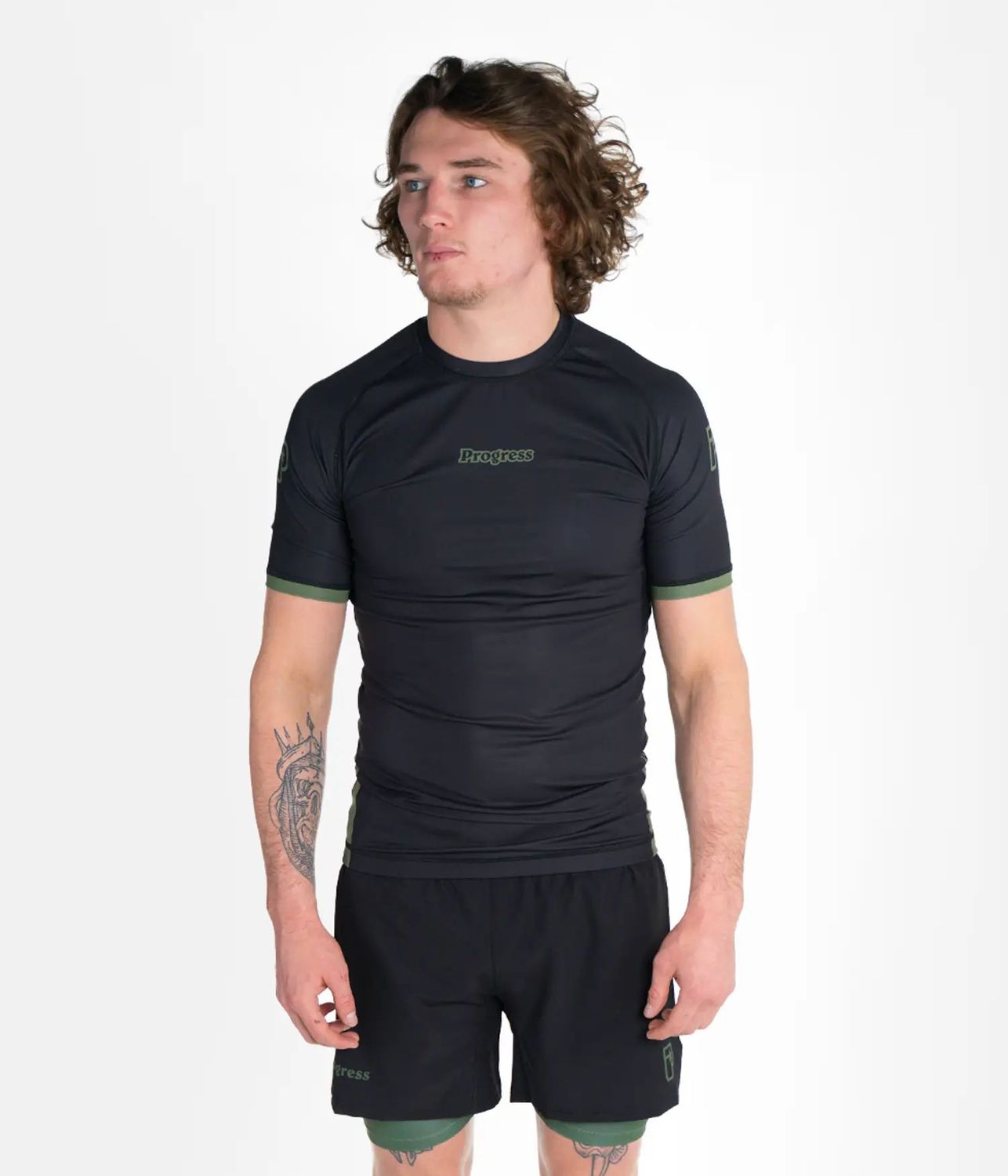 Progress Jiu Jitsu Academy+ SS Rashguard Black-White