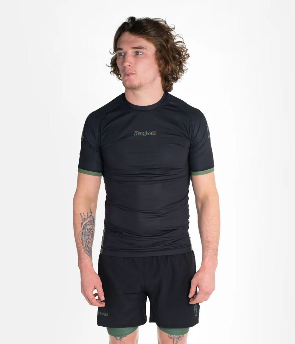 Progress Jiu Jitsu Academy+ SS Rashguard Orange-Green