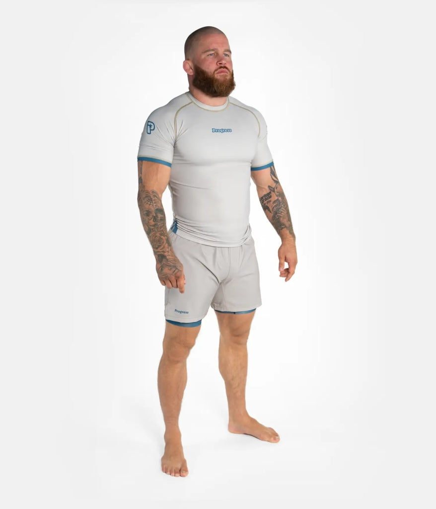 Progress Jiu Jitsu Academy+ SS Rashguard Black-White