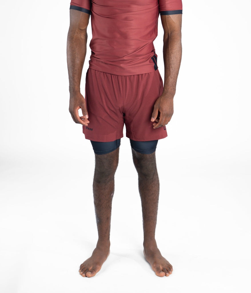 Progress Jiu Jitsu Academy+ Hybrid MMA Fight Shorts Brown-Black
