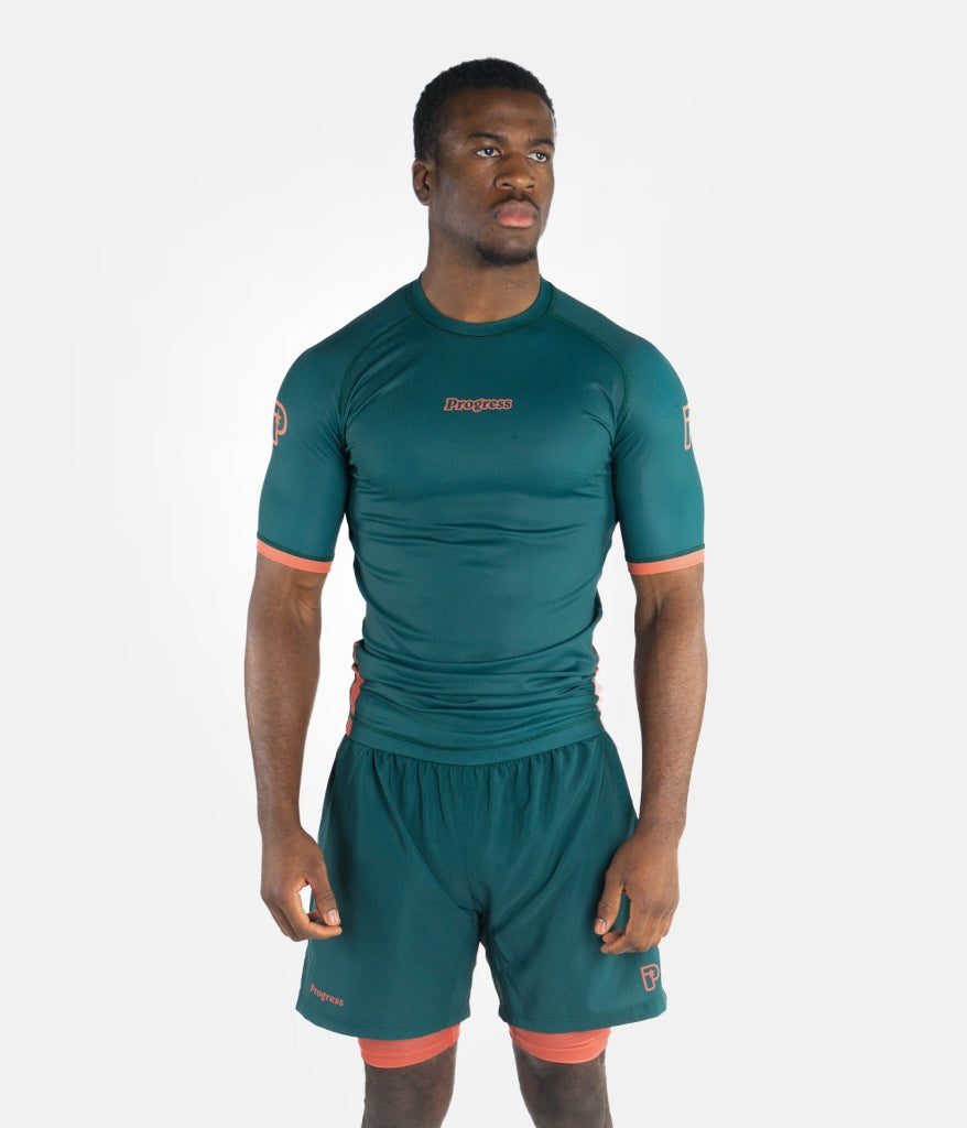 Progress Jiu Jitsu Academy+ SS Rashguard Orange-Green