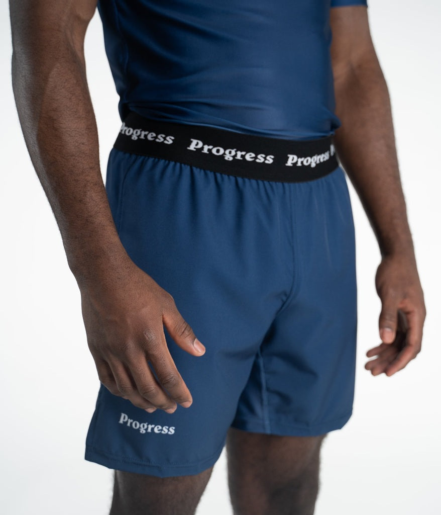 Progress Jiu Jitsu Academy MMA Fight Shorts Navy Blue