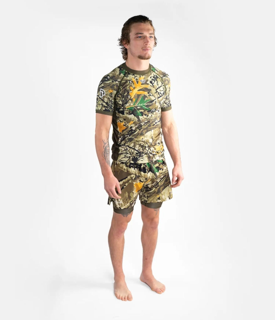 Progress Jiu Jitsu Woodland Camo Hybrid MMA Fight Shorts Brown-Camo