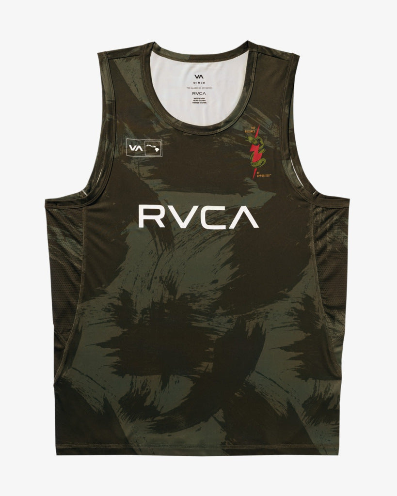 RVCA Hawaii Sport Vent Tank Top Green-Camo