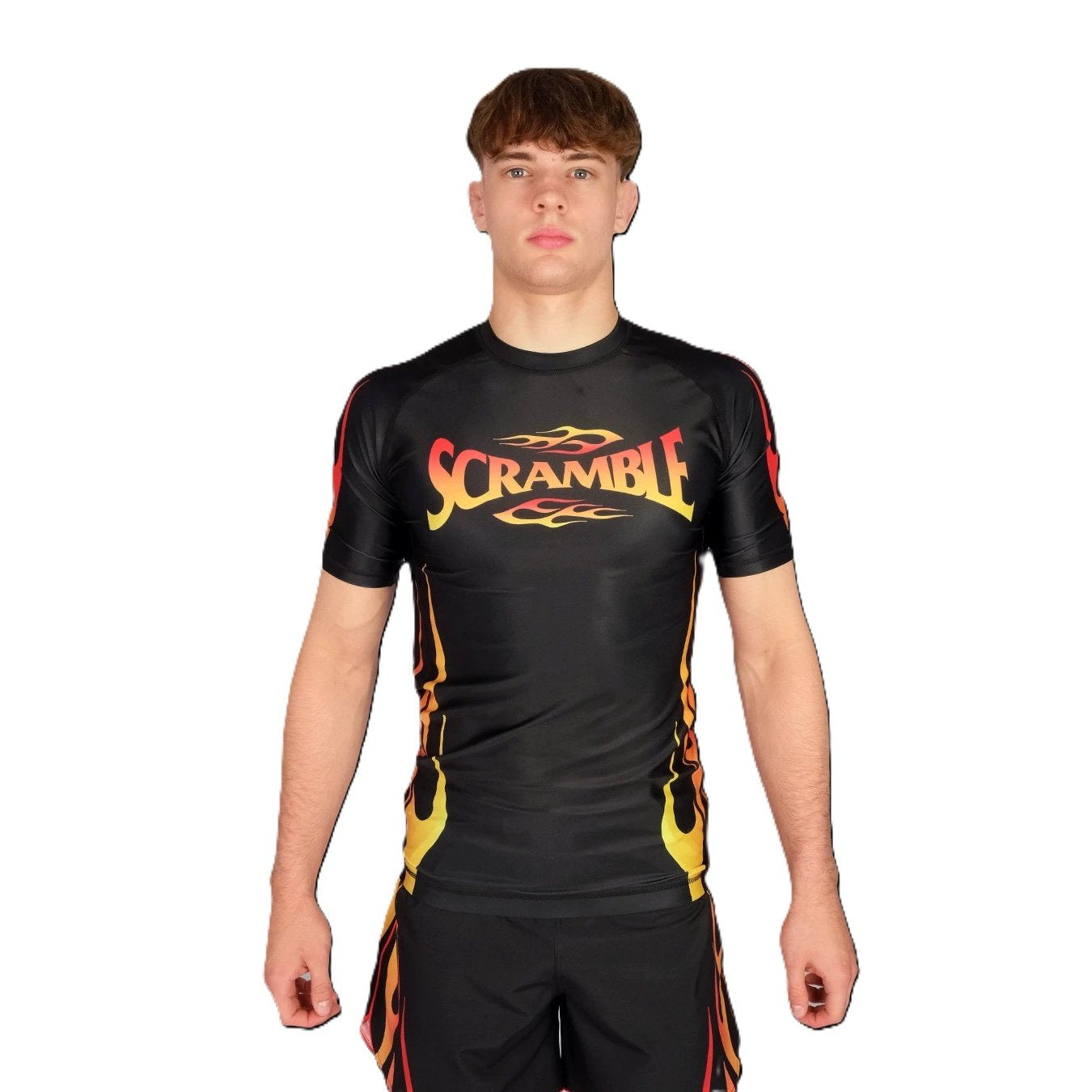 Scramble 1998 Fire SS Rashguard Black-Orange
