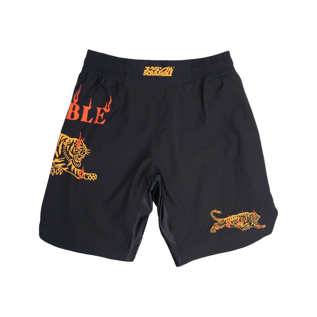 Scramble Burning Tiger MMA Fight Shorts Black