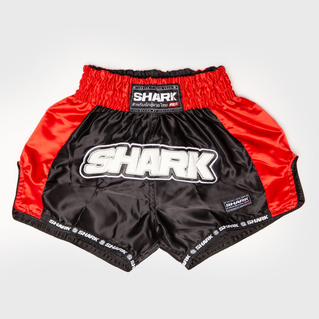 Shark Boxing Rainbow Muay Thai Shorts Black-Red