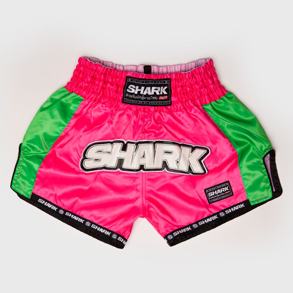 Shark Boxing Rainbow Muay Thai Shorts Pink-Green