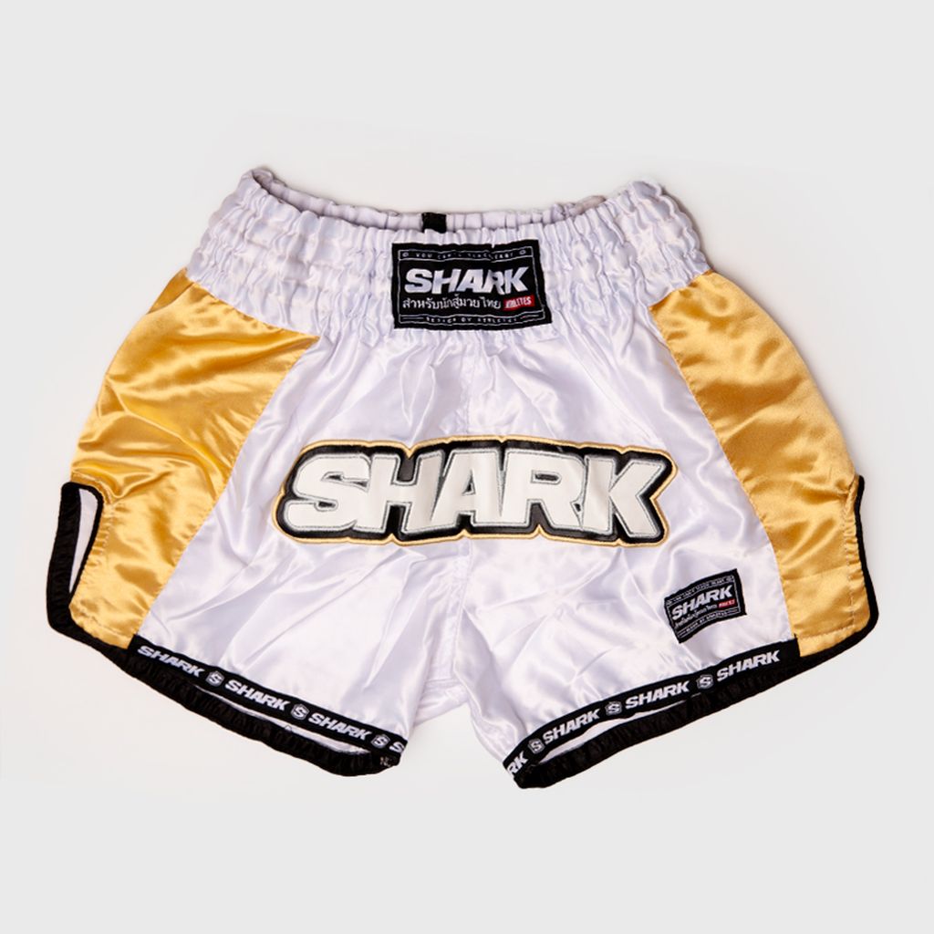 Shark Boxing Rainbow Muay Thai Shorts White-Gold