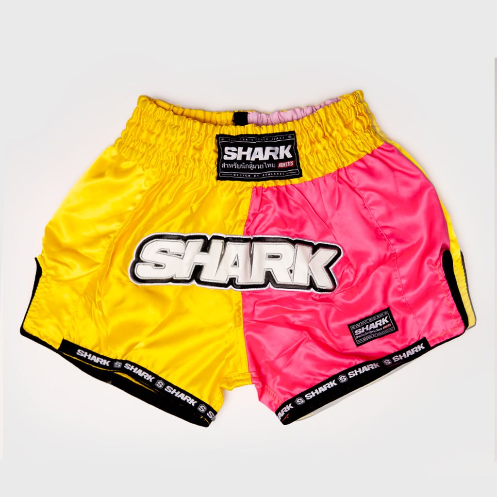Shark Boxing Rainbow Muay Thai Shorts Yellow-Pink