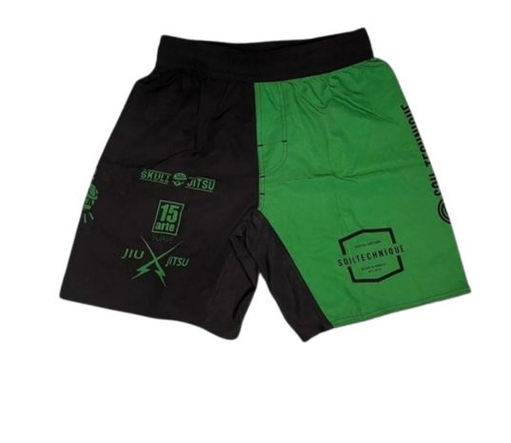 Soiltechnique Logo Grappling MMA Fight Shorts Black-Green